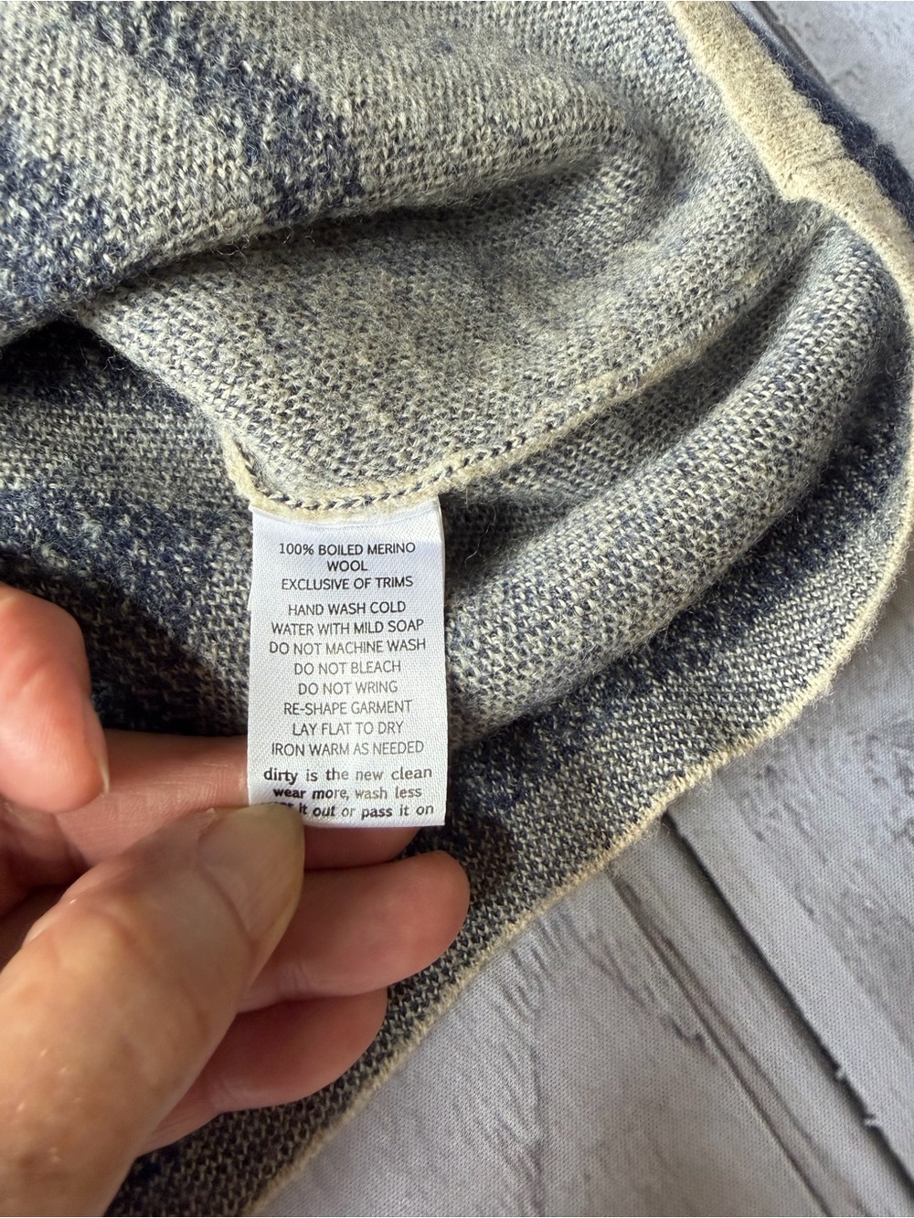 Toad & Co oatmeal & blue boiled merino wool diamond sweater skirt. Size medium - Picture 8 of 11
